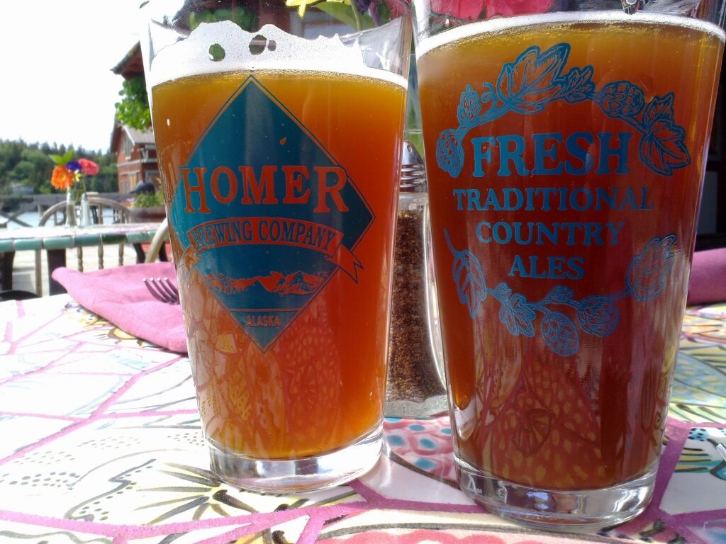 Glasses of craft beer at the Homer Brewing Company 
