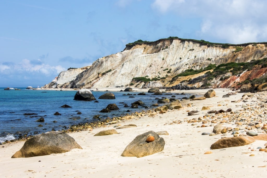 Clay cliffs of Aquinnah with view of the beach