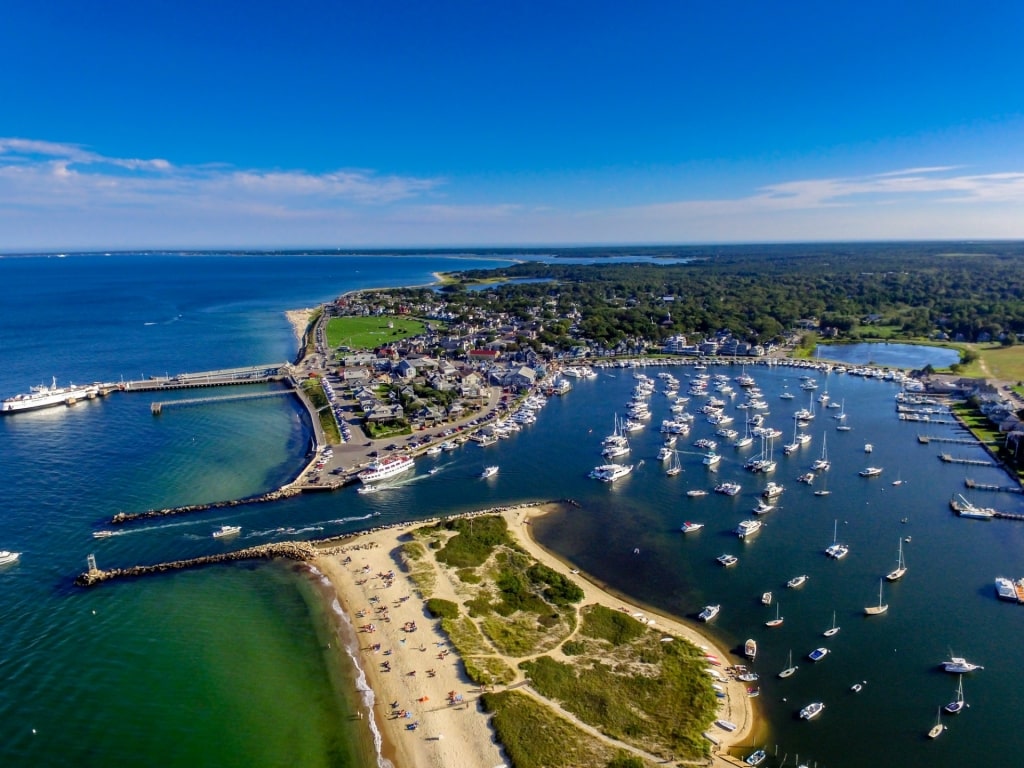 Aerial view of Oak Bluffs