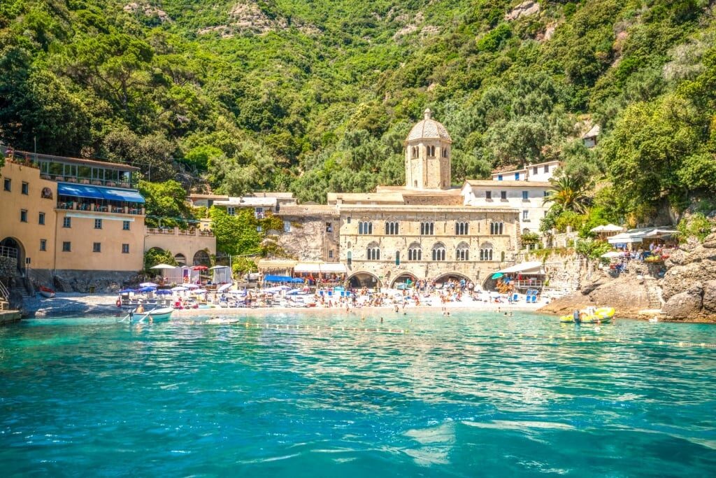 Clear blue water of San Fruttuoso, Italy
