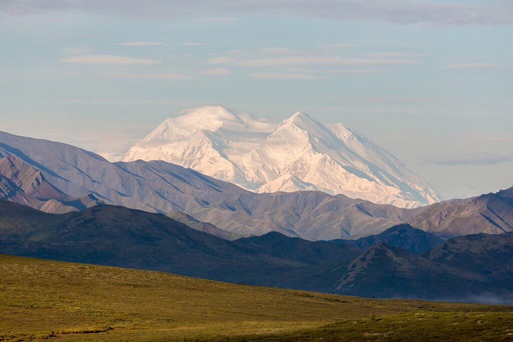 Scenic view of snow-capped Denali Mountain