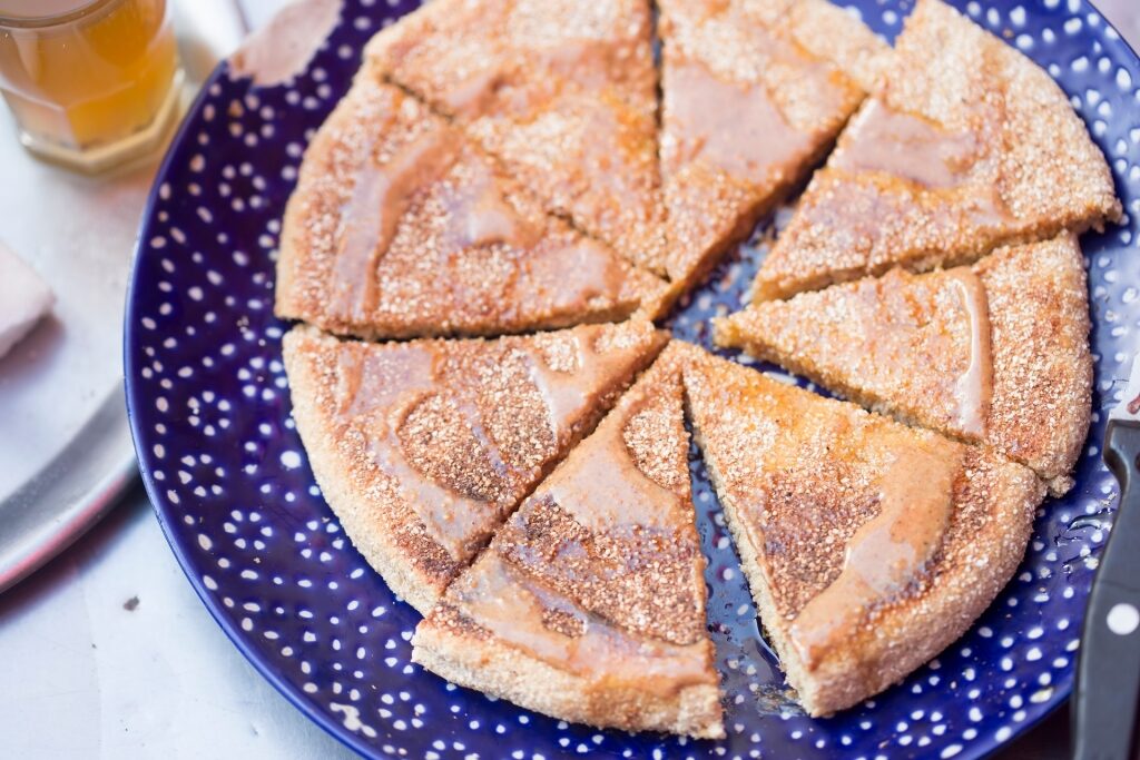 Freshly baked flatbread in Morocco