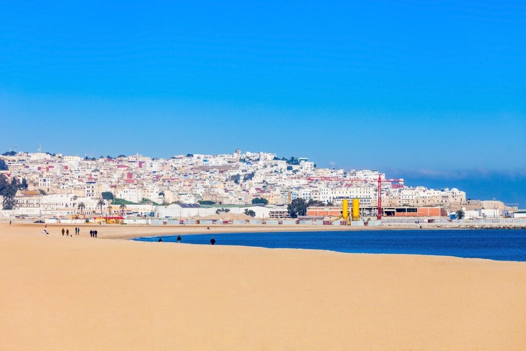 Sandy beach lining Tangier