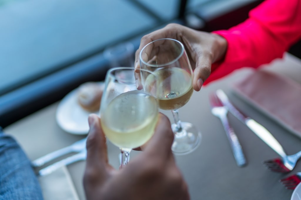 People drinking wine in Paris