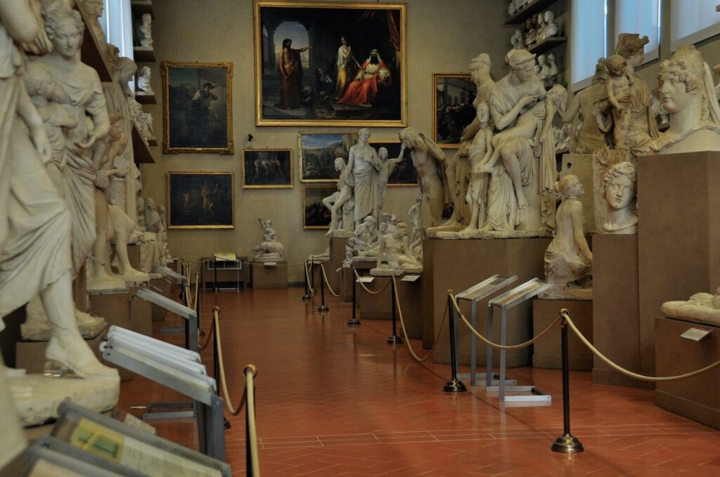 View inside the Accademia Gallery