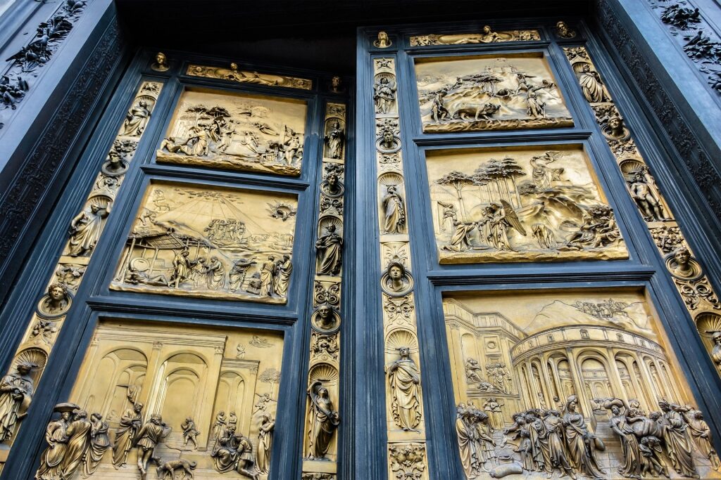 Gold and black finish of the Gates of Paradise, Baptistery of Saint John