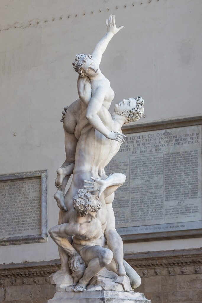 Famous sculpture of the Rape of the Sabines, Piazza della Signoria