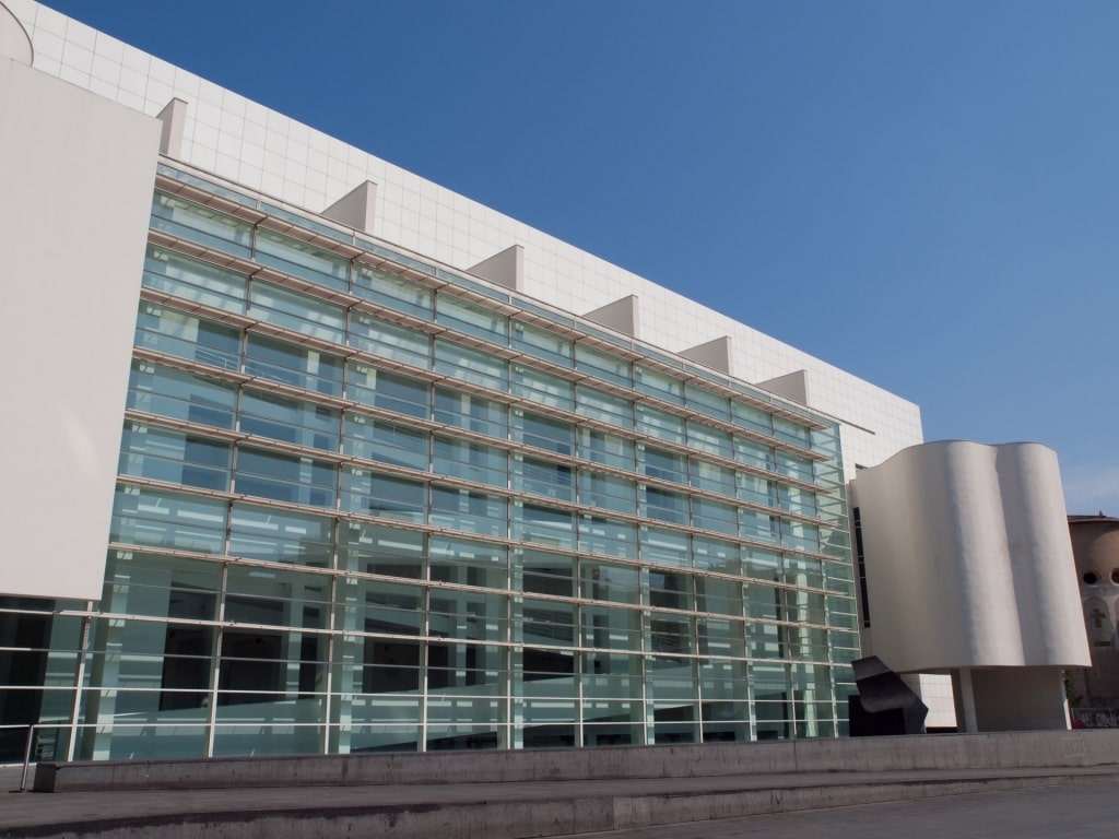 Glass walls of Museu d’Art Contemporani de Barcelona, Raval