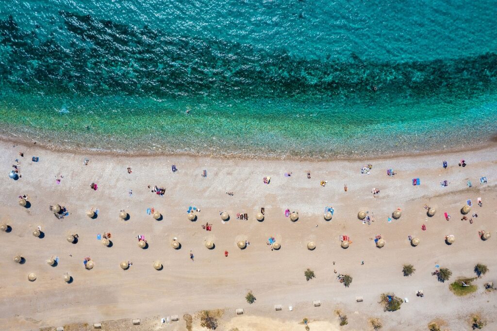 Top view of Glyfada Beach in Athens, Greece