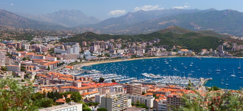 Aerial view of Ajaccio in Corsica, France