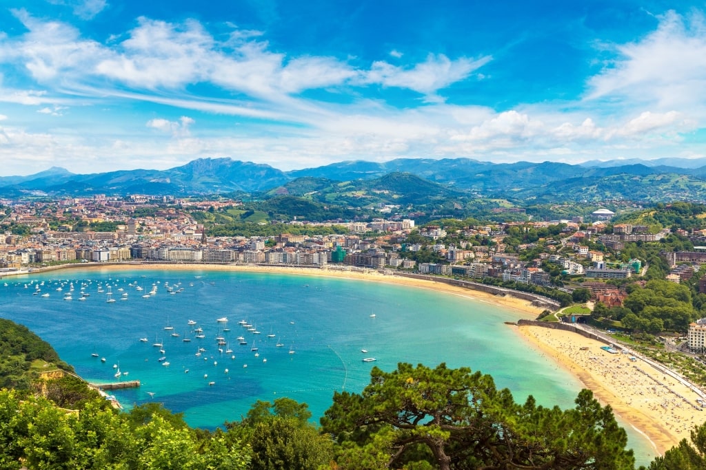 Glittering shoreline of San Sebastian, Spain