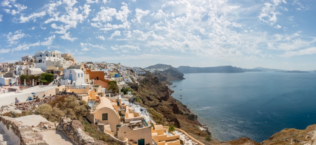 Scenic cliffside view of Santorini, Greece