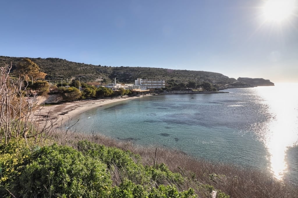 Aerial view of Calamosca Beach in Sardinia, Italy