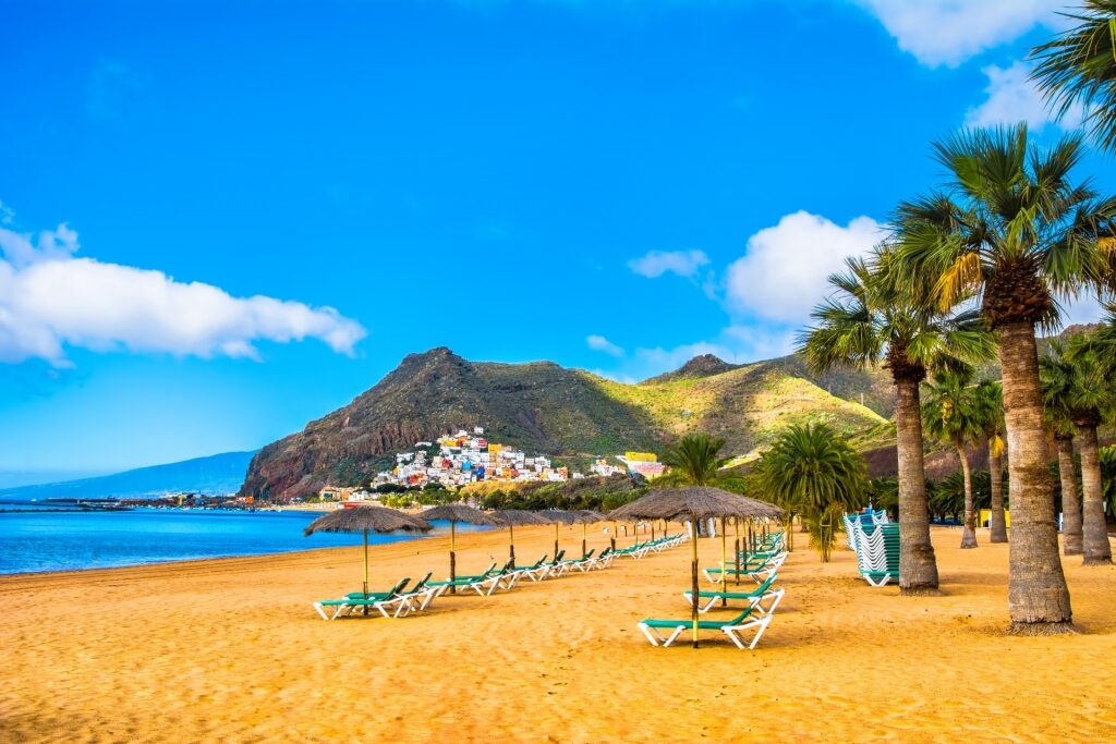Golden sands of Playa de las Teresitas in Tenerife, Canary Islands