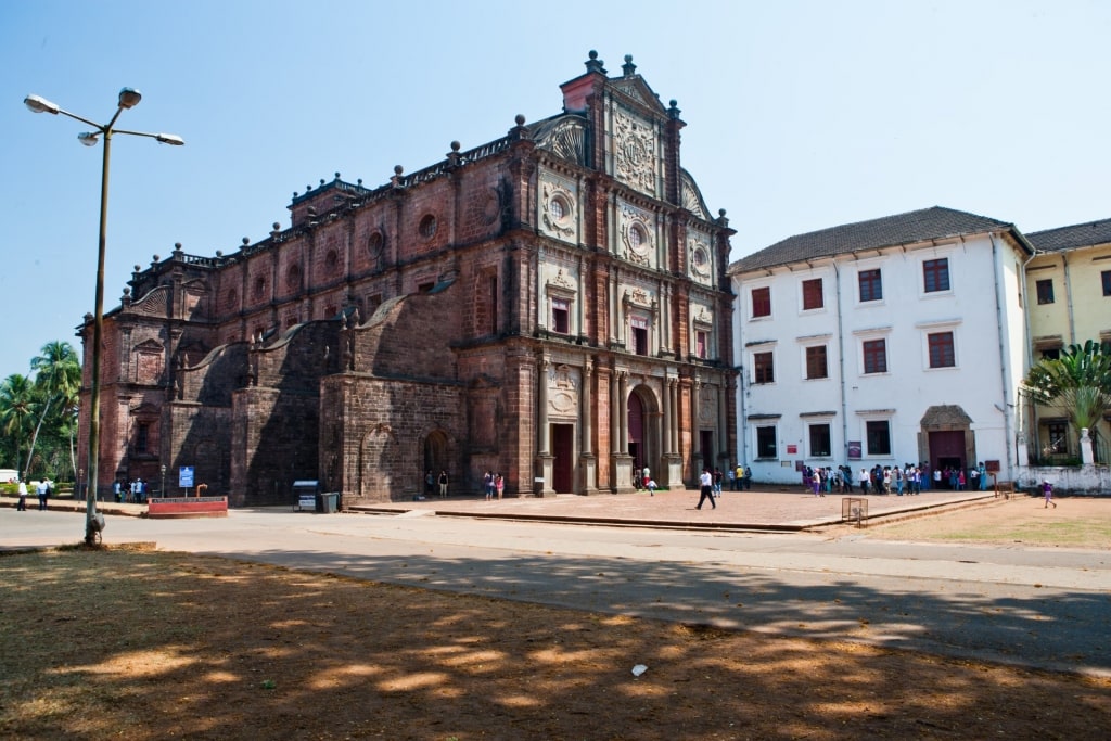 Street view with church in Old Goa