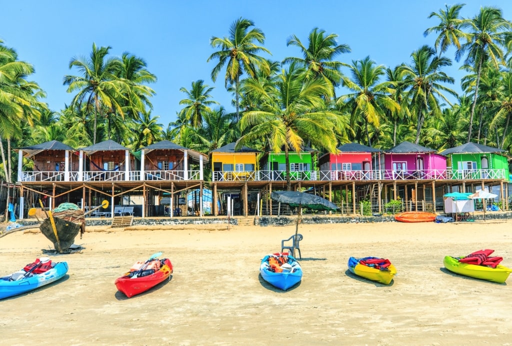 Boats lined up on Palolem Beach