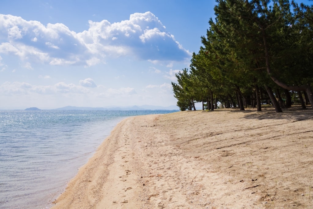 Fine sands of Lake Biwa in Omi Maiko Beach, Kyoto