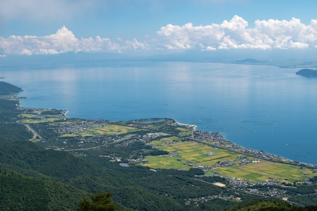 Aerial view of Lake Biwa, Kyoto