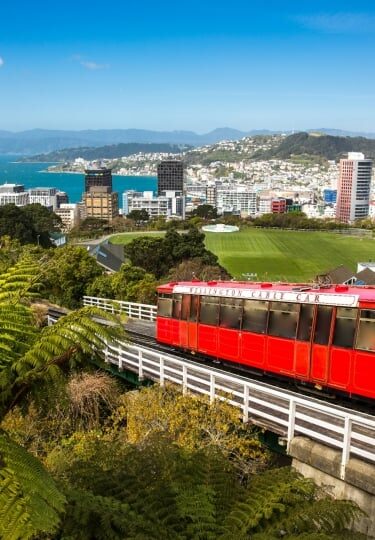 Beautiful landscape of Wellington with cable car