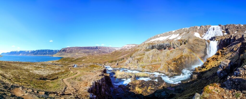 Dynjandi Waterfall, one of the best hikes in Iceland