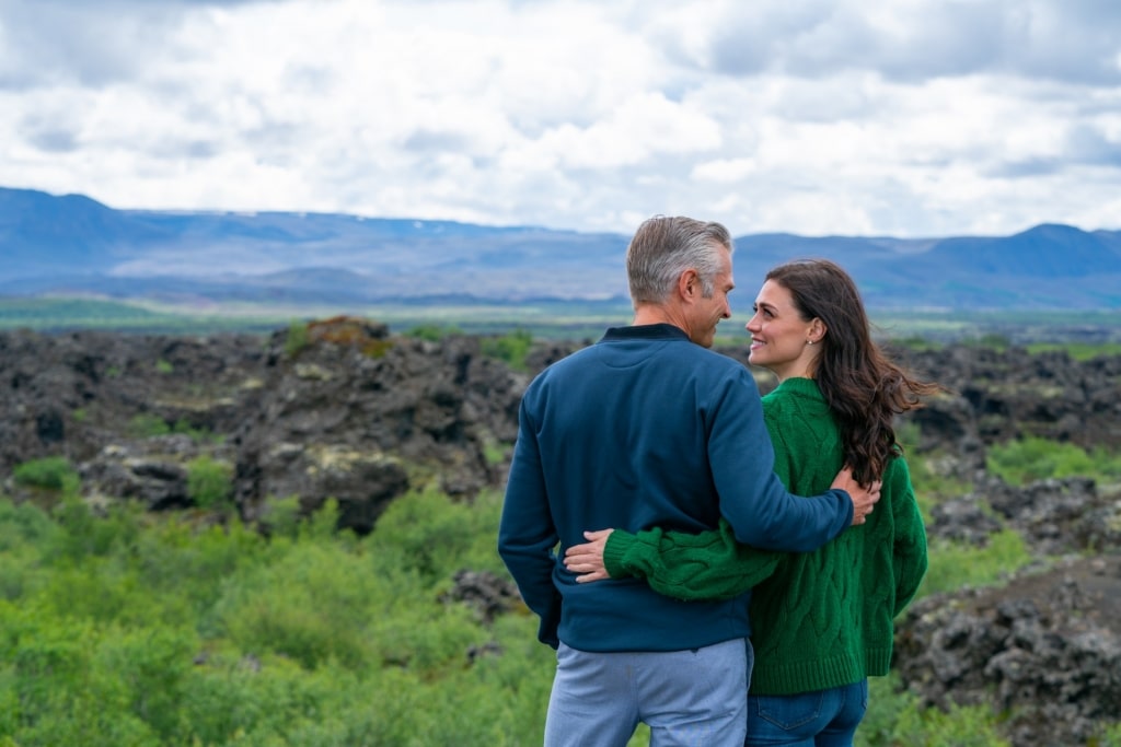 Couple hiking in Iceland