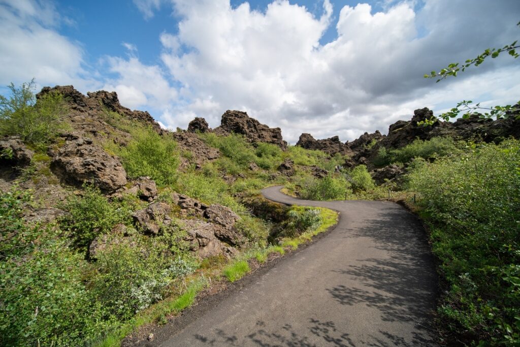 Path within Dimmuborgir lava formations