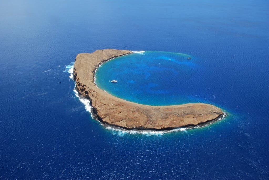 Aerial view of Molokini Crater