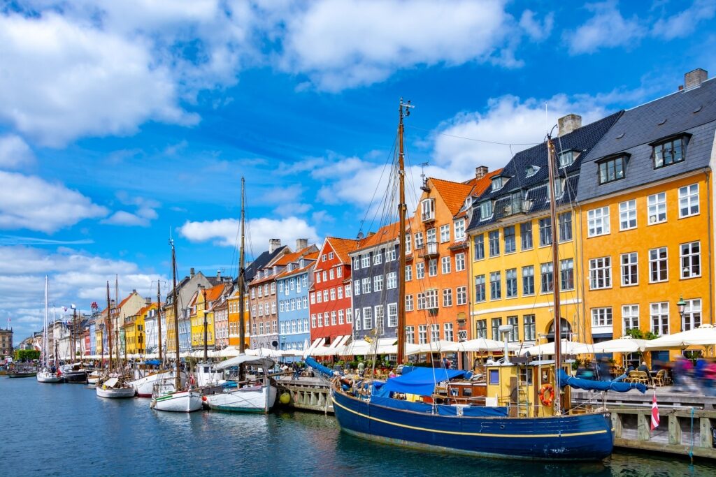 Colorful buildings lined up in Copenhagen