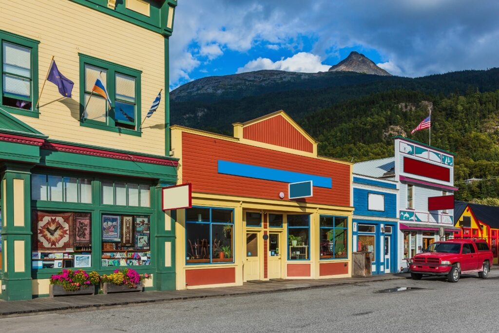 Colorful buildings in Skagway Historic District