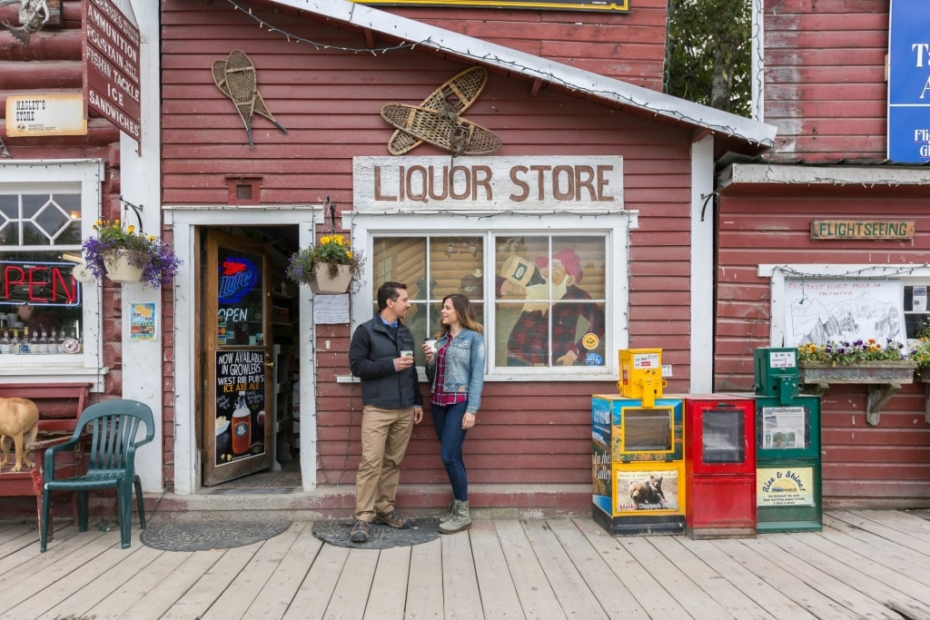 Couple hanging out at Talkeetna Downtown