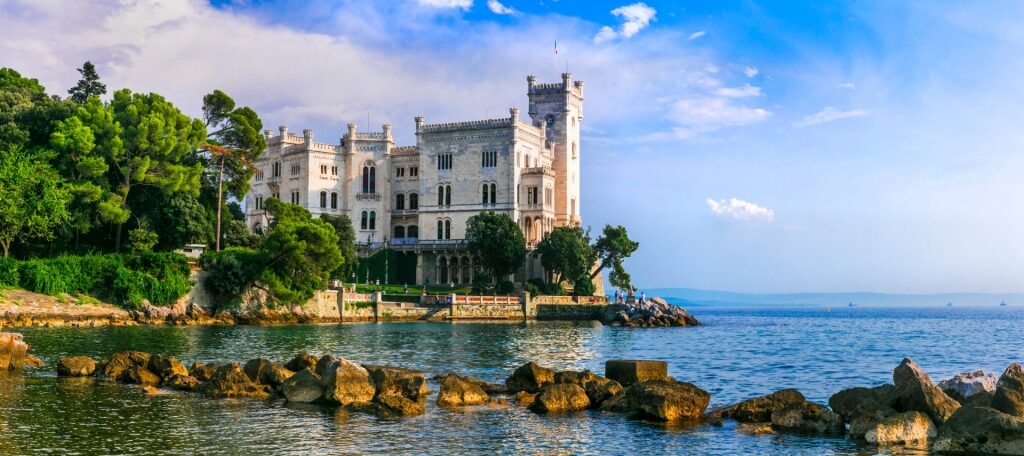 Miramare Castle Park, Trieste with view of the water