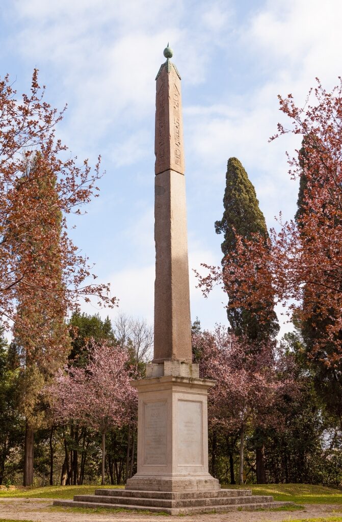Historic obelisk in Villa Celimontana, Rome