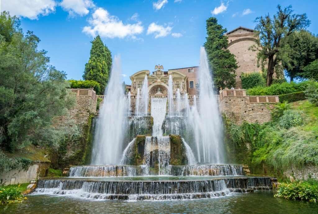 Majestic Neptune Fountain of Villa d’Este Gardens in Tivoli, near Rome