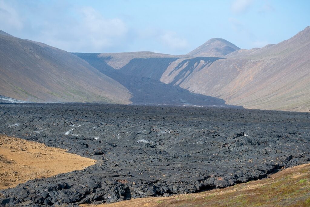 View of Fagradalsfjall Volcano Iceland in the summer