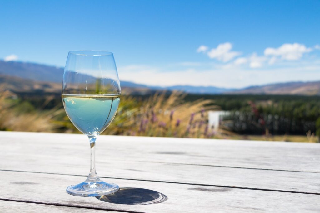 Glass of Sauvignon Blanc on a table