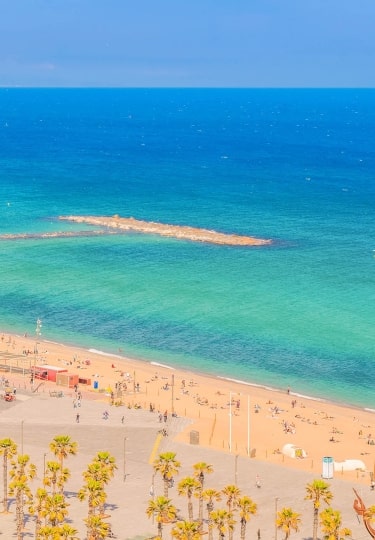 Mediterranean sea and Barcelonetta beach at summer, Barcelona