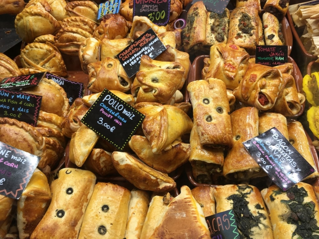 Bread being sold at the La Boqueria Market