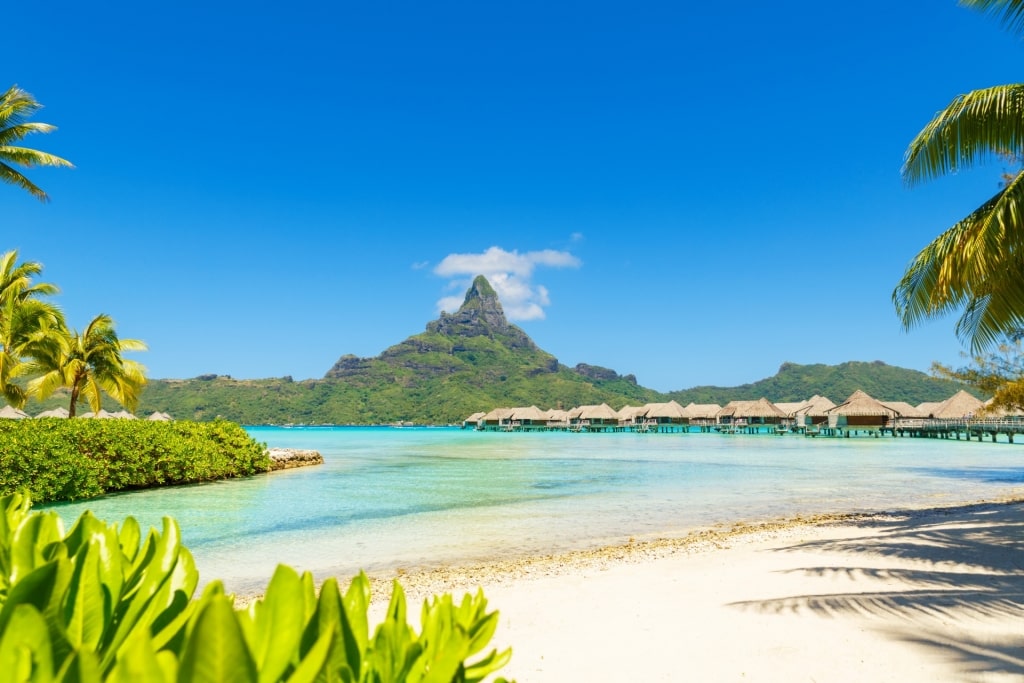 View of Bora Bora's white sands