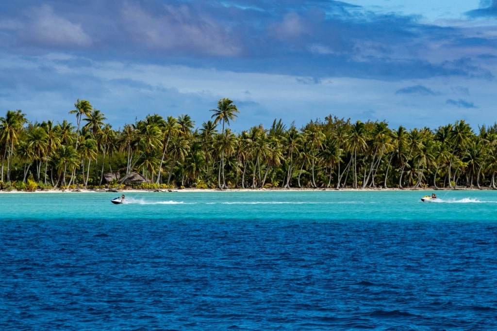 View of the water while jet skiing in Bora Bora