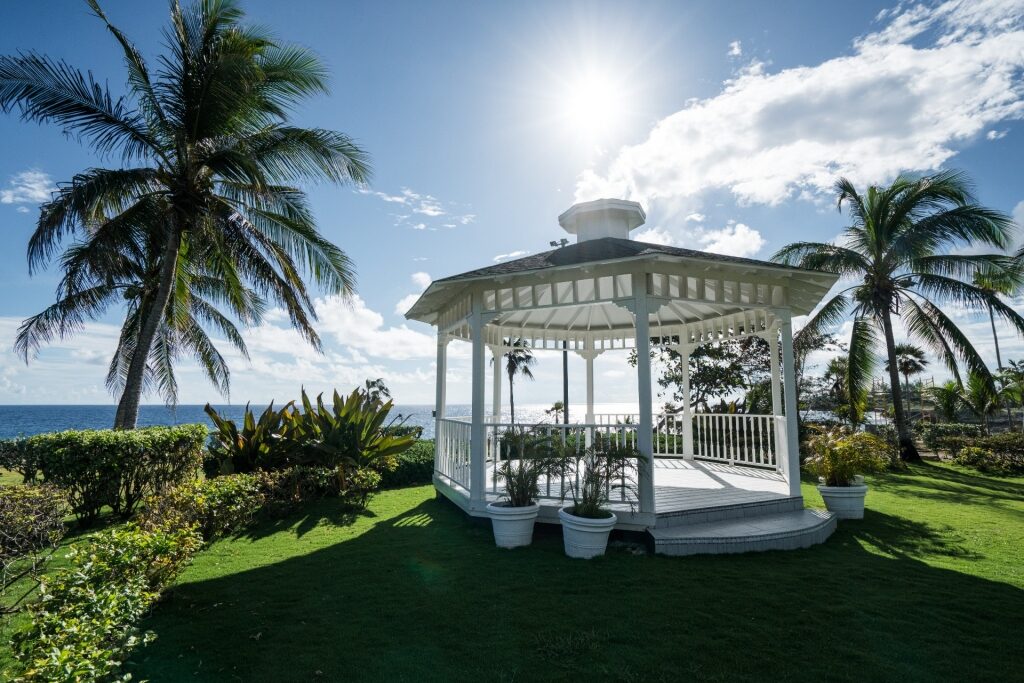 Gazebo within the gardens of Pedro St. James