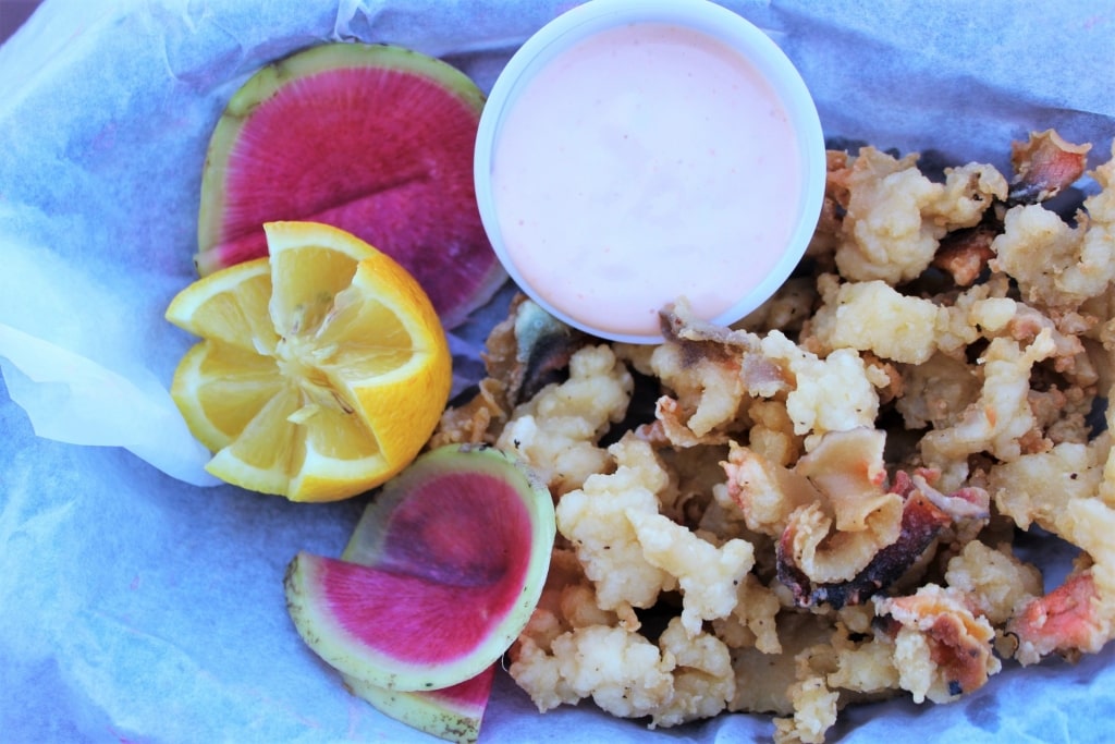 Cracked conch on a plate