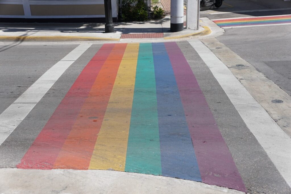 Rainbow crosswalk in Duval Street