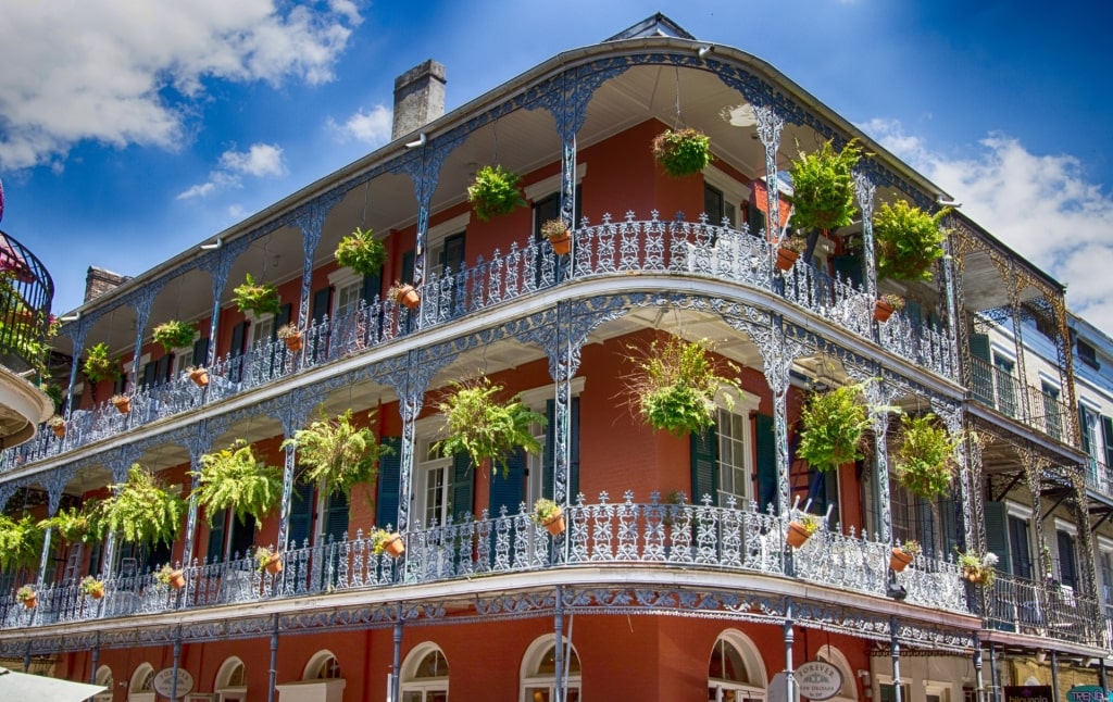 Majestic facade of a building in Royal Street