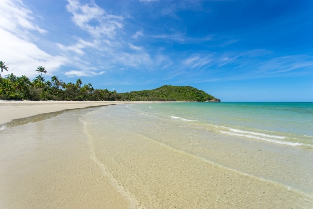 Long stretch of sand in Cape Tribulation