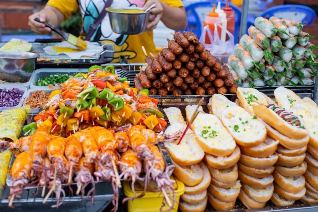 A variety of street food in Vietnam
