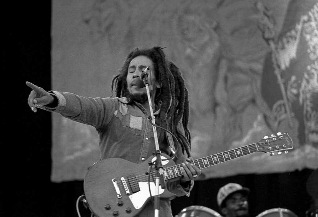Bob Marley performing at a concert