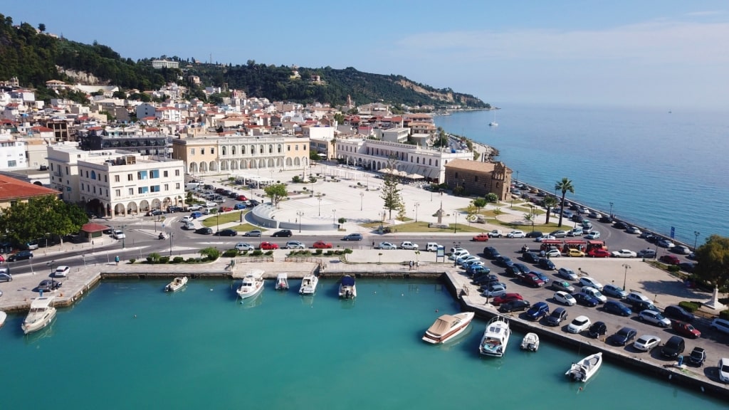 Aerial view of Chora with view of the town square