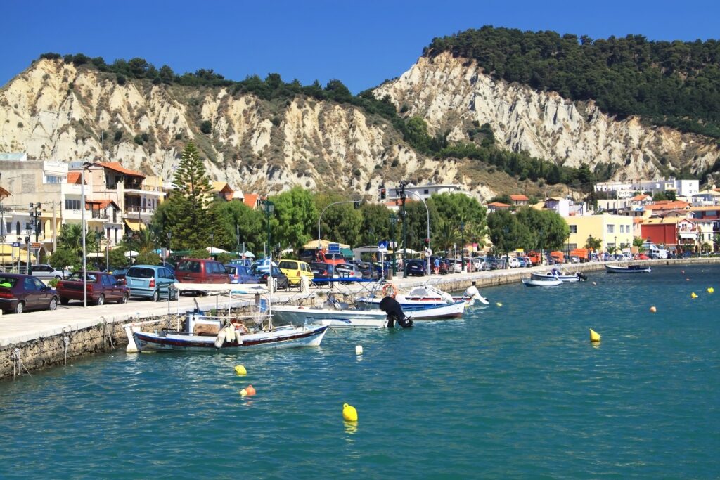 View of Zakynthos with boats