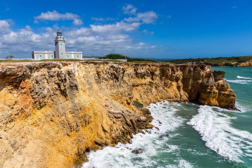 View of the cliff with Los Morrillos Lighthouse