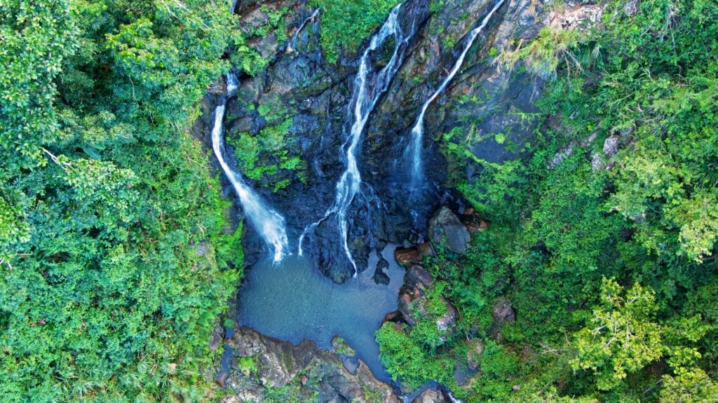 Top view of the majestic Charco Prieto Waterfalls, Bayamon